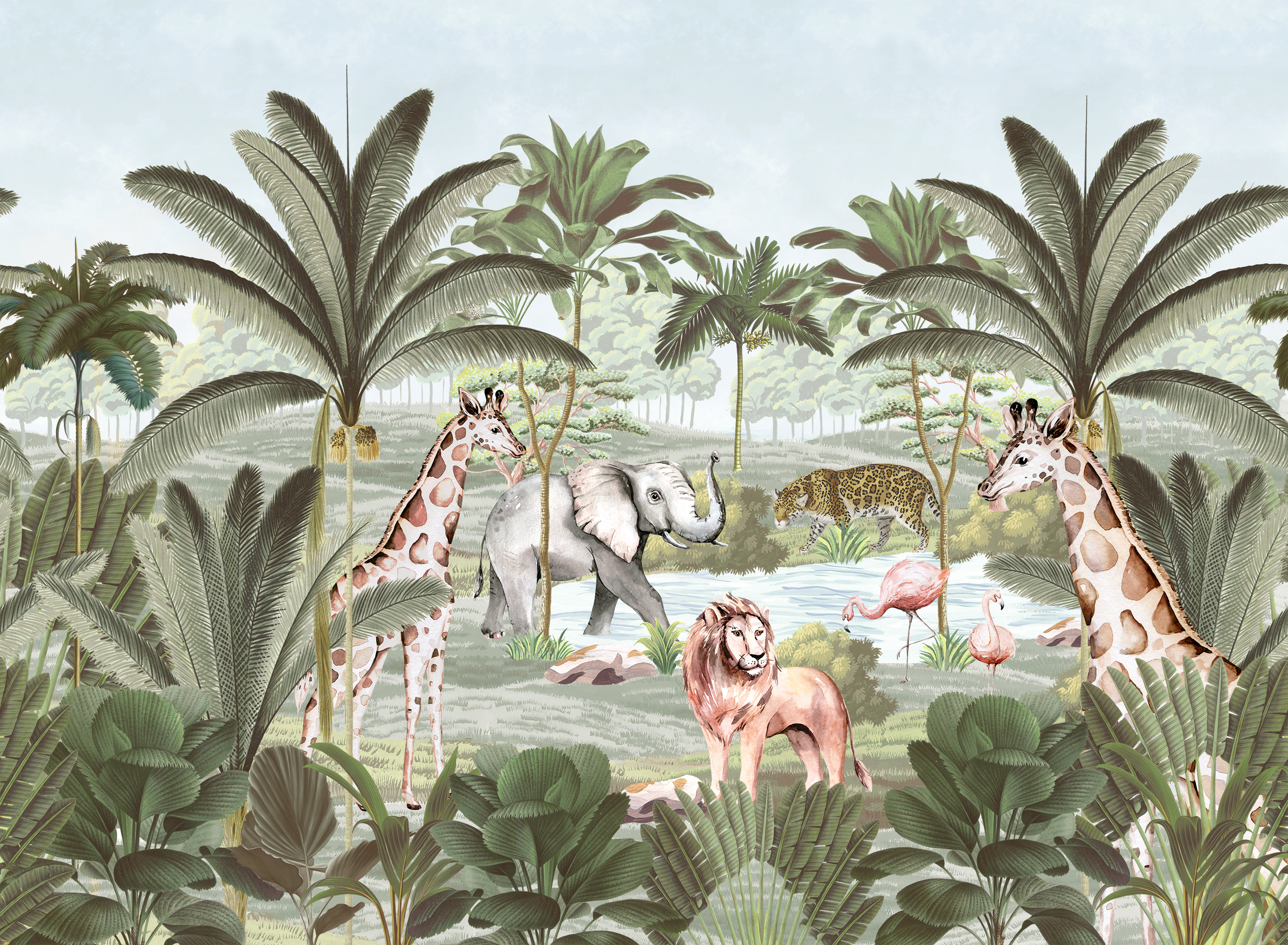 Royal Jungle - Children's Jungle Wallpaper Mural