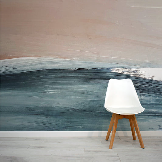 Sea Strokes Wallpaper In Room With White Chair
