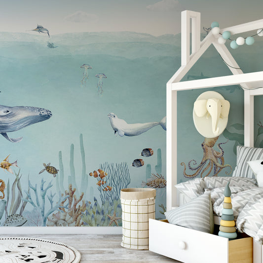Secret Sealife Wallpaper Mural In Child's Elephant Bedroom