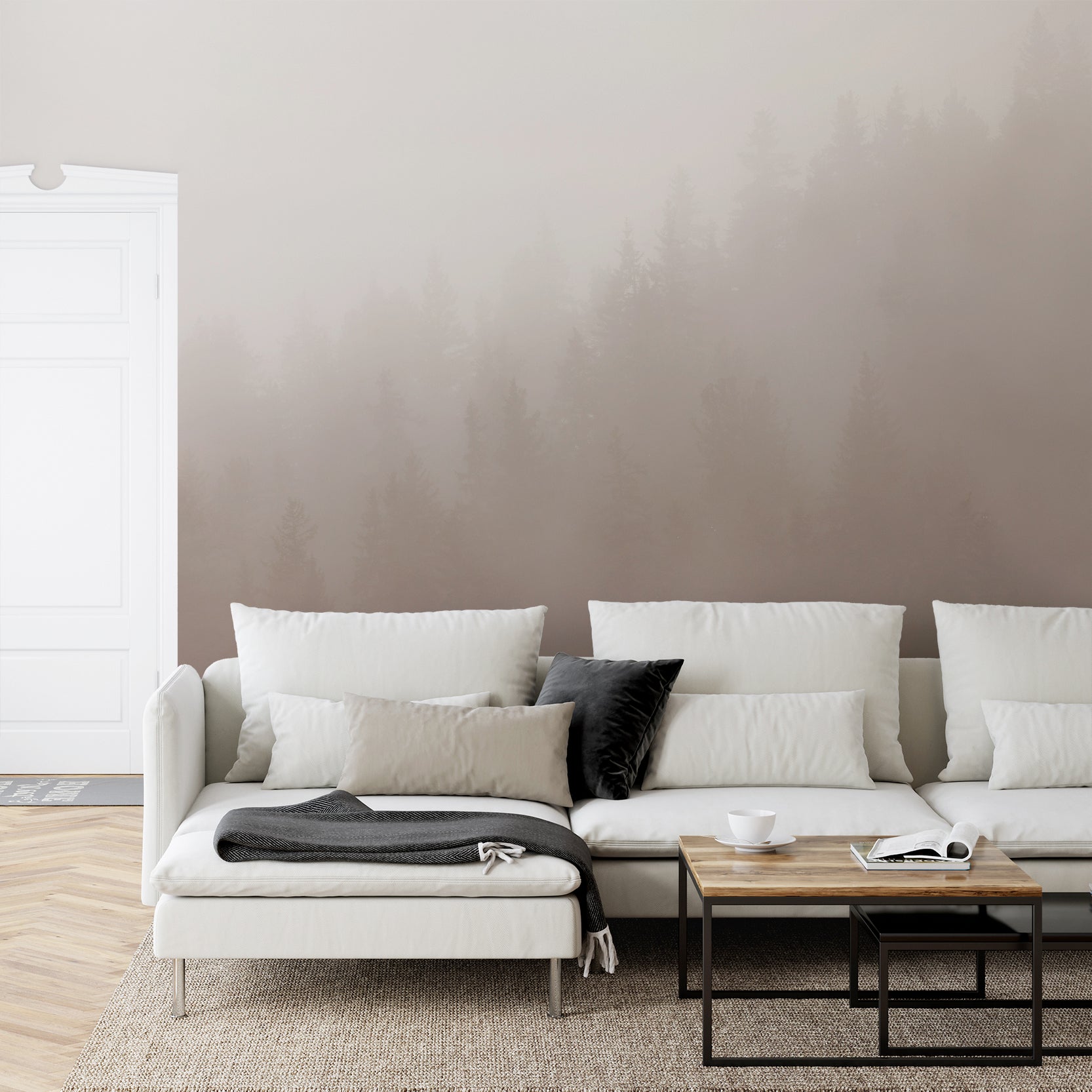 Wall Mural - Foggy Forest - Traditional Wallpaper (Paste-the-wall) - Made to Measure