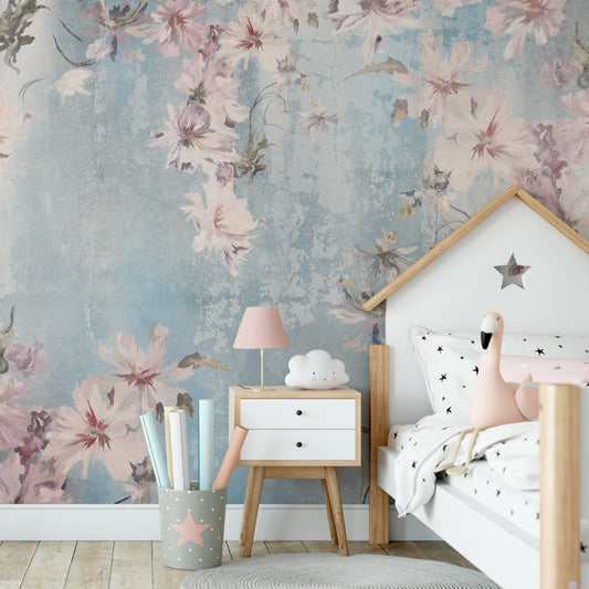 Skye Wallpaper In Girls Pink Bedroom