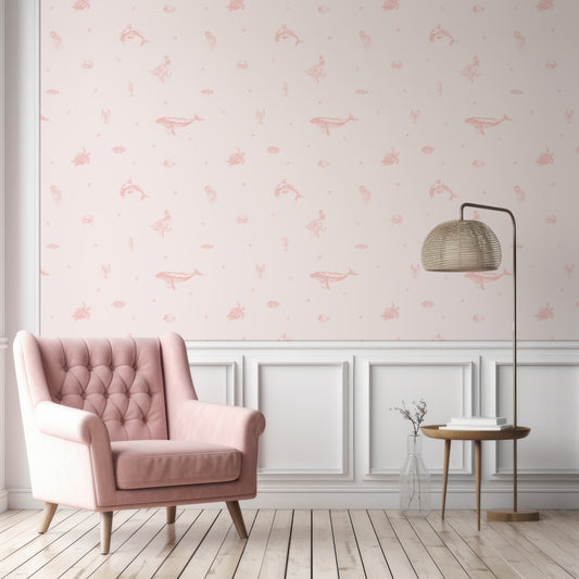 Starry Sea Life Coral In Room With Pink Chair And White Wood