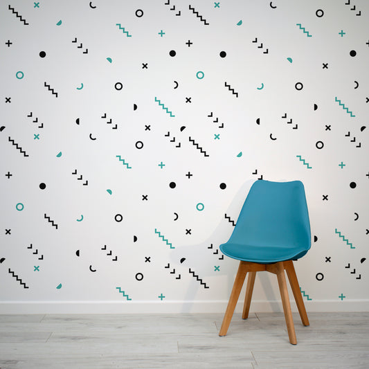 Tex Wallpaper In Room With Blue Chair