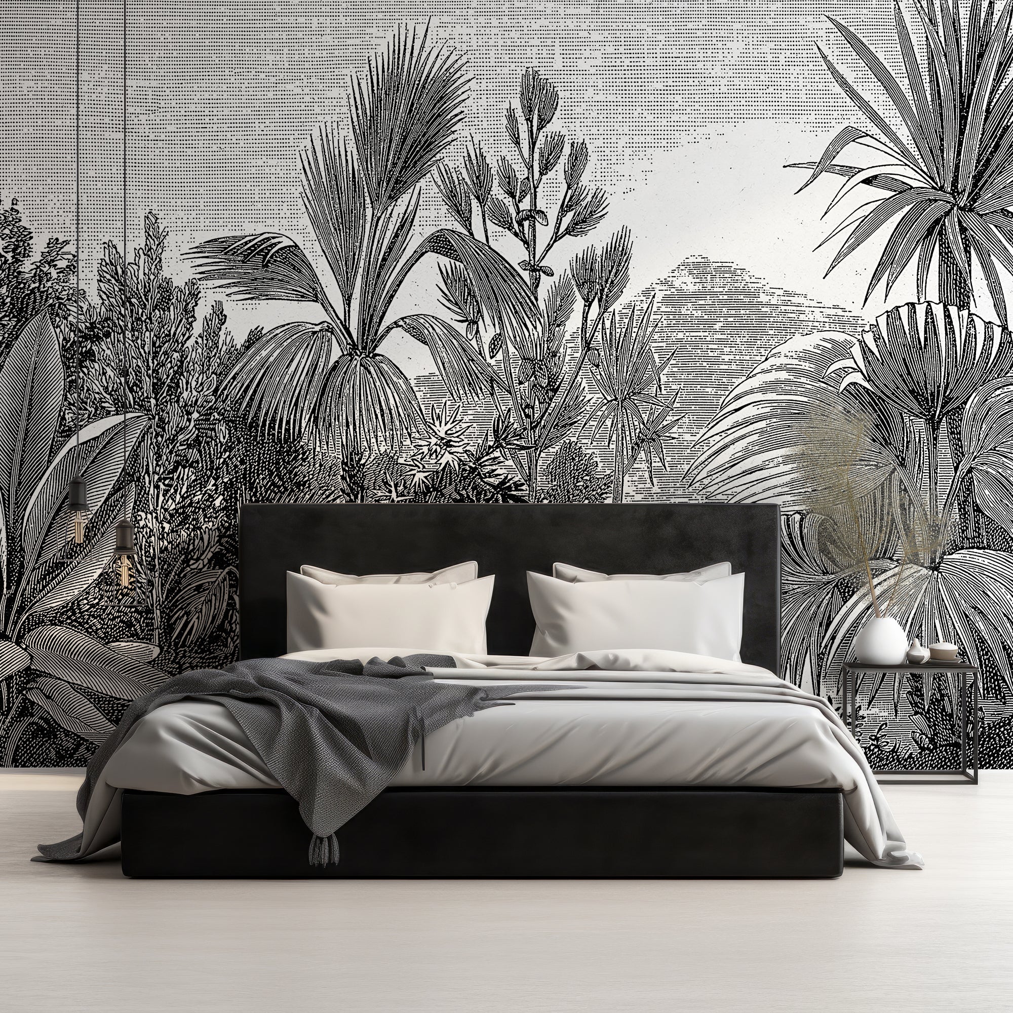 Wall Mural - Vintage Tropical Etching - Traditional Wallpaper (Paste-the-wall) - Made to Measure