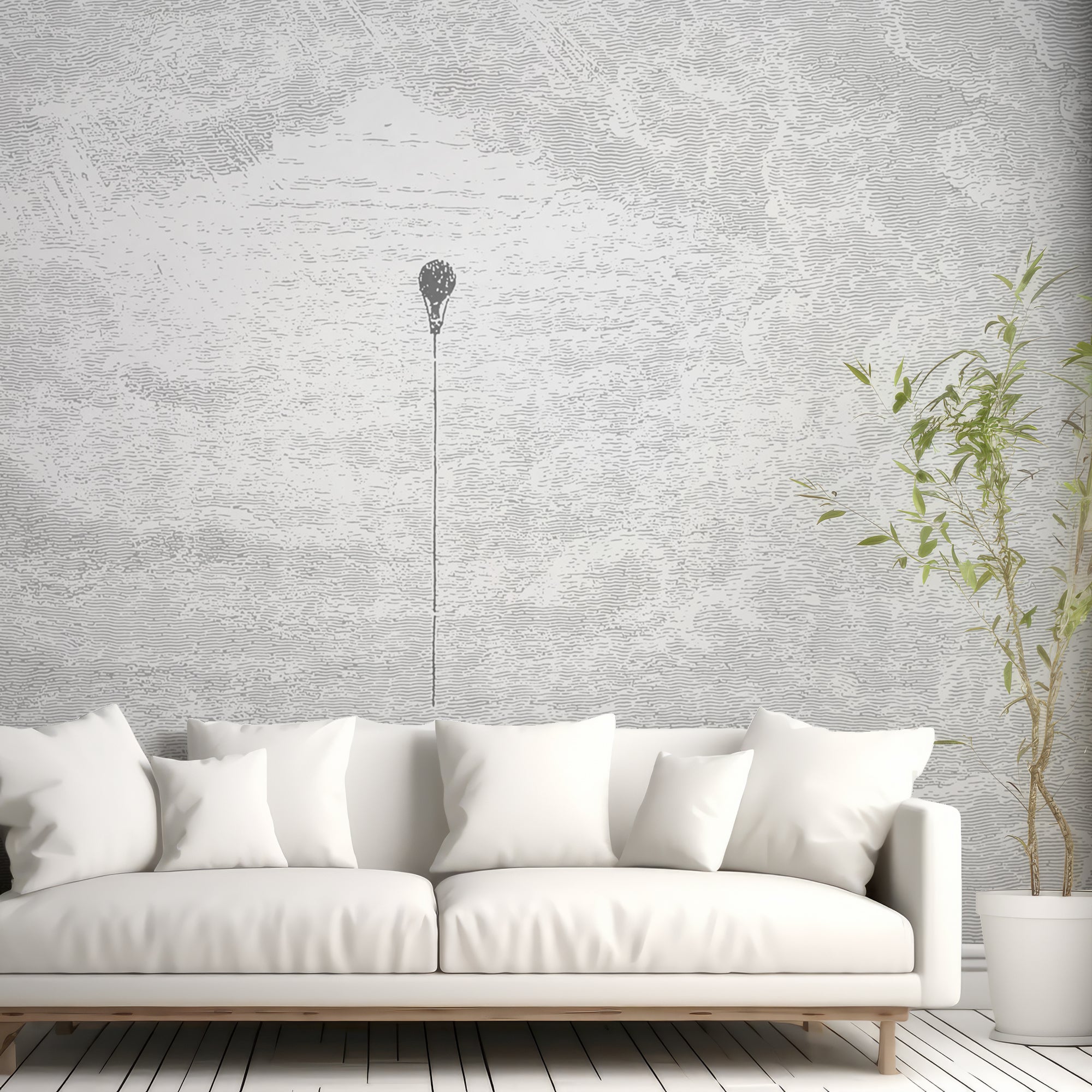 Wall Mural - Grey Etched Hot Air Balloon Sky - Traditional Wallpaper (Paste-the-wall) - Made to Measure