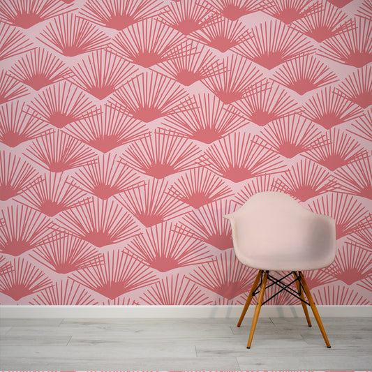 Tropical Breeze Indian Red Wallpaper In Room with Pink Chair