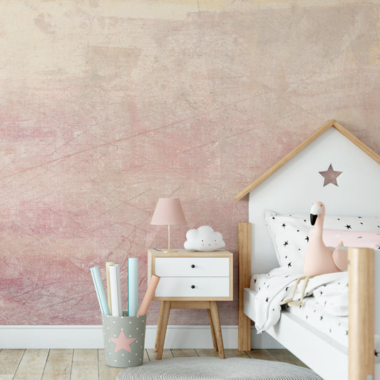 Twilight Sky Ombre Wallpaper in bedroom with star bed and pink lampshade