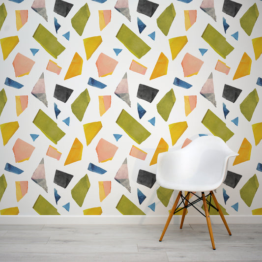 Vergo Wallpaper Mural In Room With White Chair
