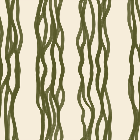 Green wavy line pattern on a beige background