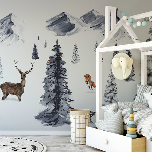 Winter Wonderland Wallpaper In Child's Elephant Room