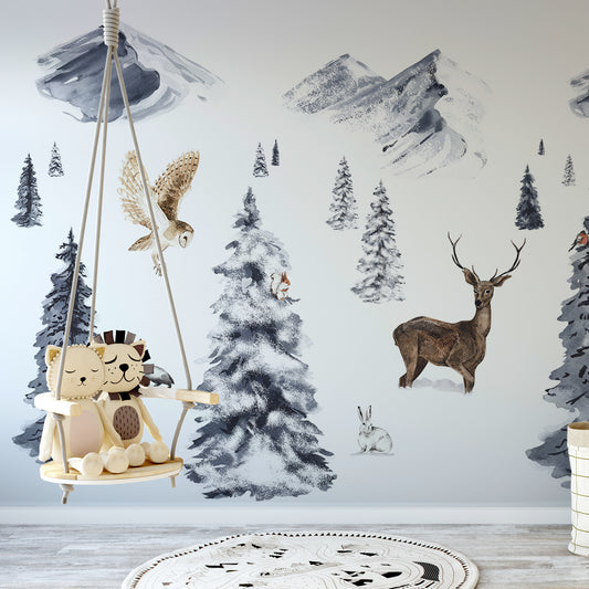 Winter Wonderland Wallpaper In Child's Lion Room