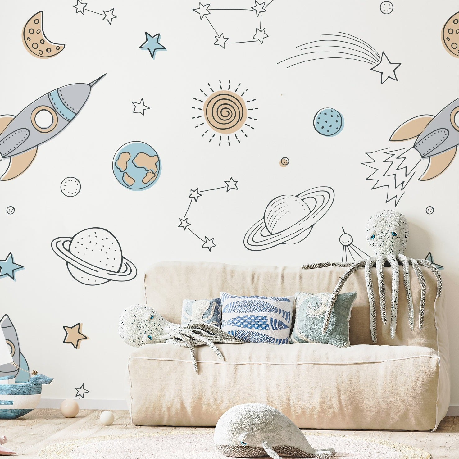 Wall Mural - Children's White Space - Traditional Wallpaper (Paste-the-wall) - Made to Measure