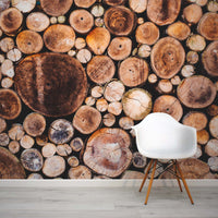 Acton Wooden Log Effect Wallpaper by WallpaperMural.com