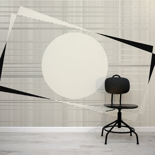 Albers Wallpaper Mural with Black Chair