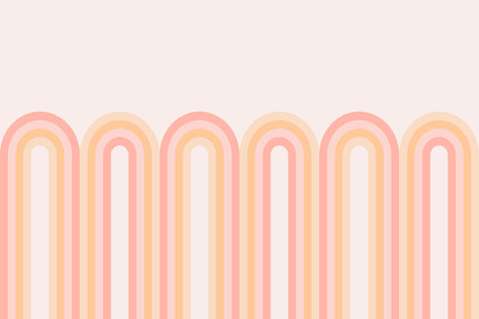 Archie Peach - Yellow & Pink Repeat Arches Wallpaper Mural Full Artwork
