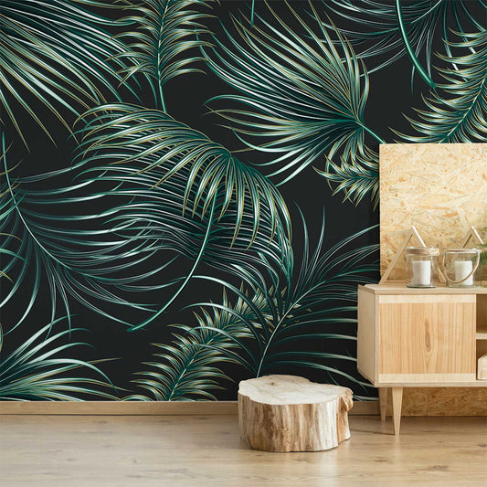 Areca Green tropical Palm leaf Wallpaper Mural from WallpaperMural.com 