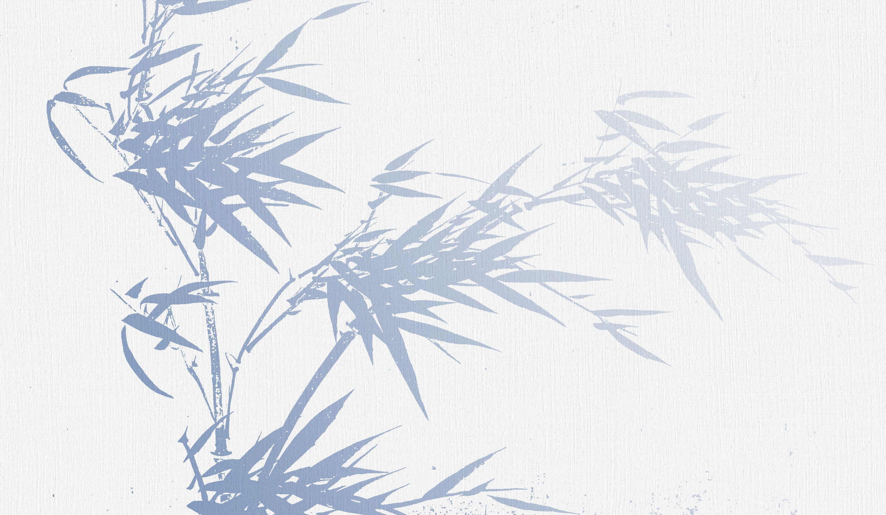 Japandi Blue Ink Bamboo Drawing on Canvas Full Artwork