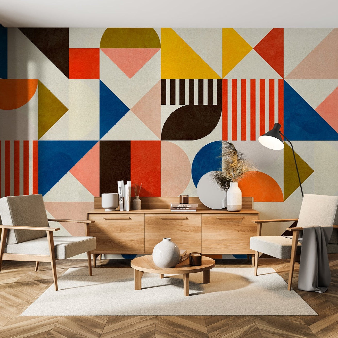 Wall Mural - Collage of Abstract Shapes - Traditional Wallpaper (Paste-the-Wall) - Made to Measure