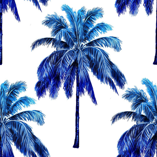 Blue Tropical Palm Trees | WallpaperMural.com