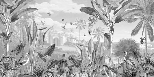 Botanical Beauty- monochrome wall mural from WallpaperMural.com