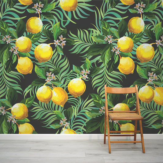 Lemon Tree Cancie Wallpaper Mural with Folding Chair