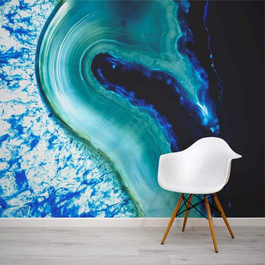 Caterfact blue turquoise gene crystal wallpaper mural by WallpaperMural.com
