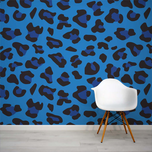 Ception Blaue abstrakte Fototapete mit Leopardenmuster