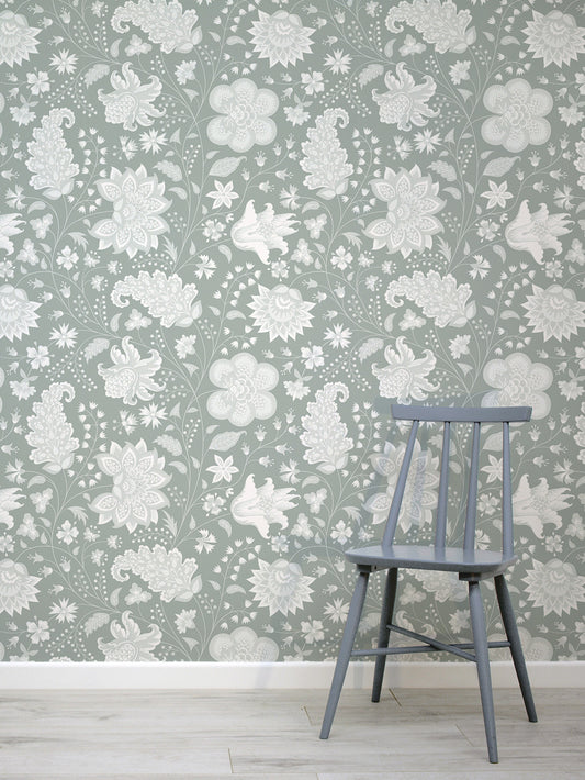 Chai Matcha - Paisley Flower Pattern Wallpaper