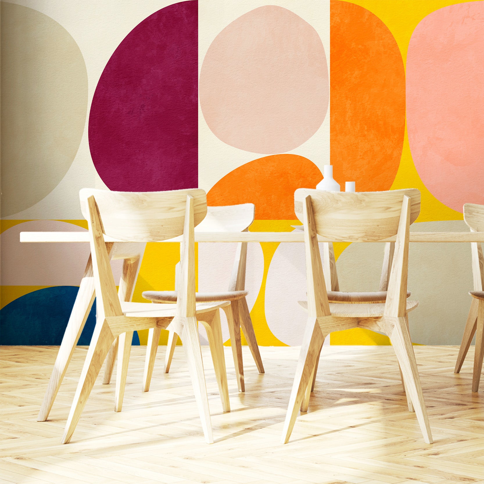 Wall Mural - Mid Century Abstract Shapes - Traditional Wallpaper (Paste-the-Wall) - Made to Measure