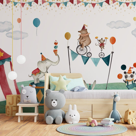 Circus Children's Playroom With Lots of Toys and Bed