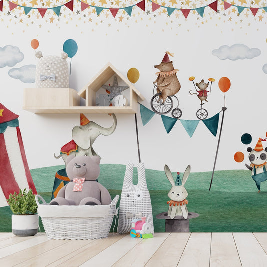 Circus Children's Room With Teddy Bears and Plants