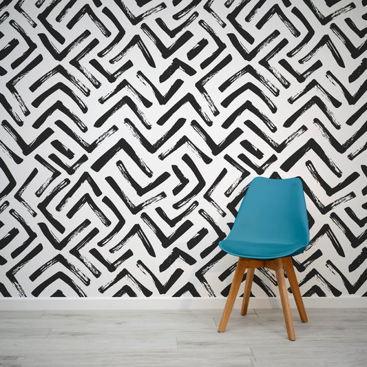 'Cole' is a modern uneven chevron brush effect wall mural by WallpaperMural.com