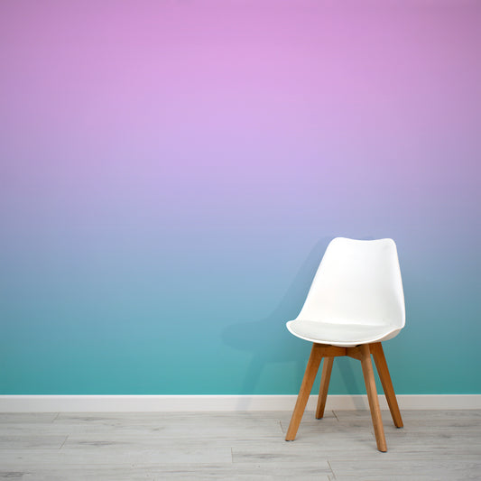 Teal to Pink Colour Gradient Compto with White Chair