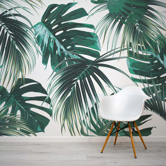 DILIBRA - Vinilo decorativo de pared con hojas tropicales, plantas verdes,  palmeras de naturaleza colgantes, hojas de plátano y flores, murales