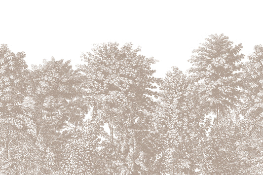 Deciduous Brown - Stone Panoramic Etched Trees Scene Wallpaper Mural Full Artwork