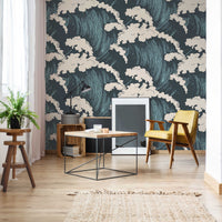 Felix Wave - Blue and Turquoise Nautical Wave illustration Wallpaper Mural