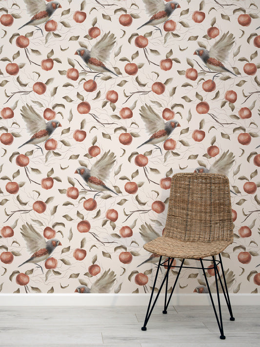 Finch - Vintage Chinoiserie Bird Wallpaper