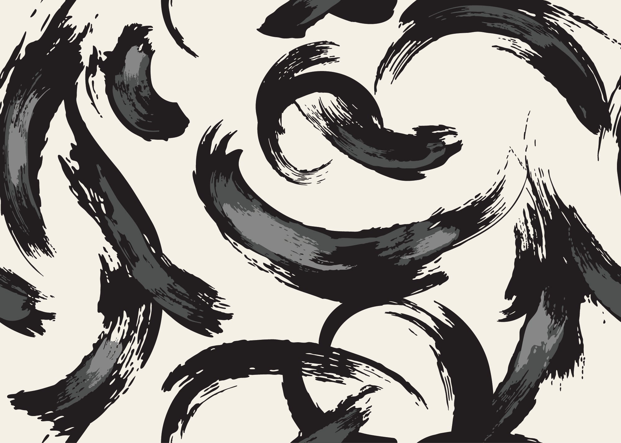 Gergo Black and Cream Brush Stroke Design by Wallpaper Mural as featured by @homeofchelle