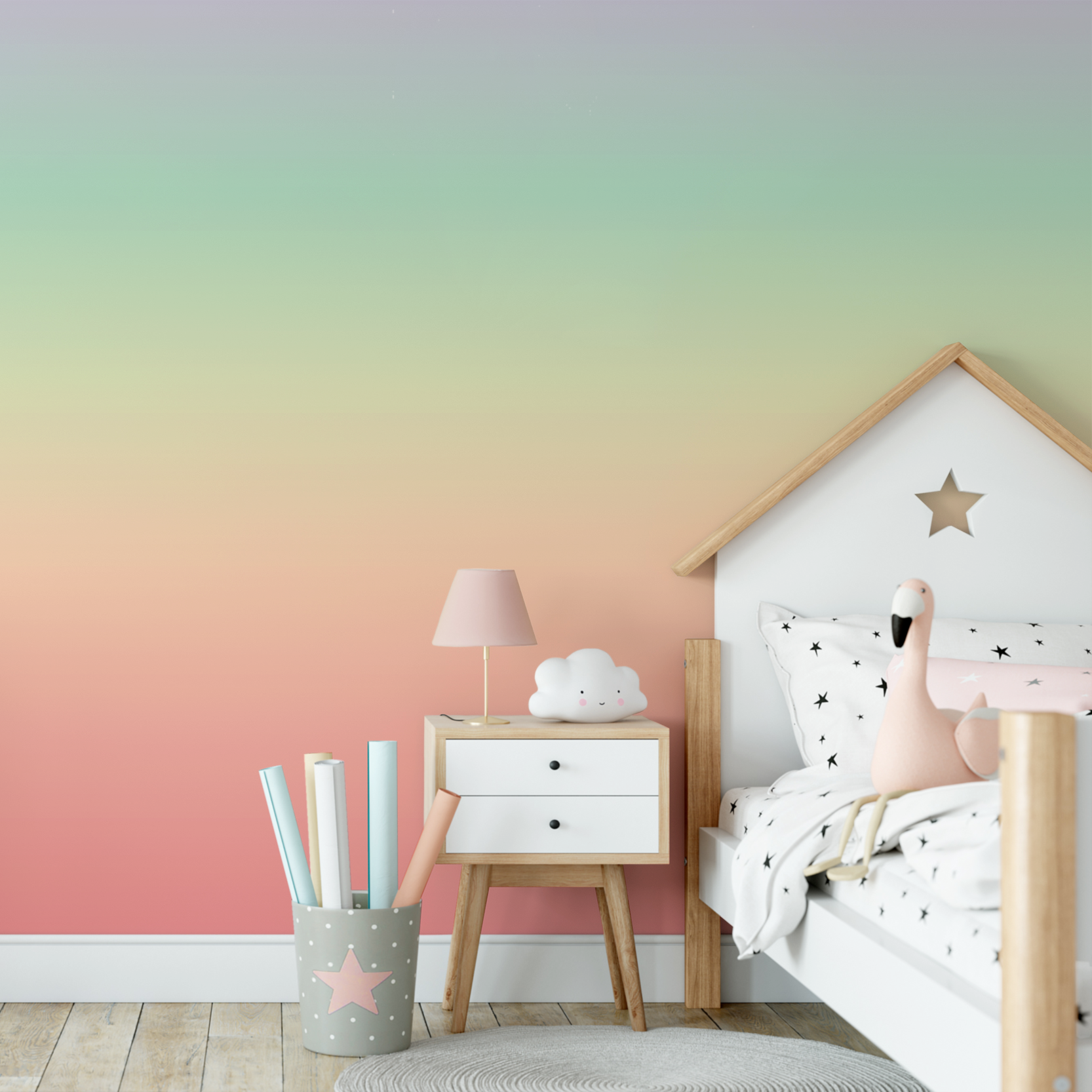 Wall Mural - Pastel Rainbow Gradient - Traditional Wallpaper (Paste-the-wall) - Made to Measure