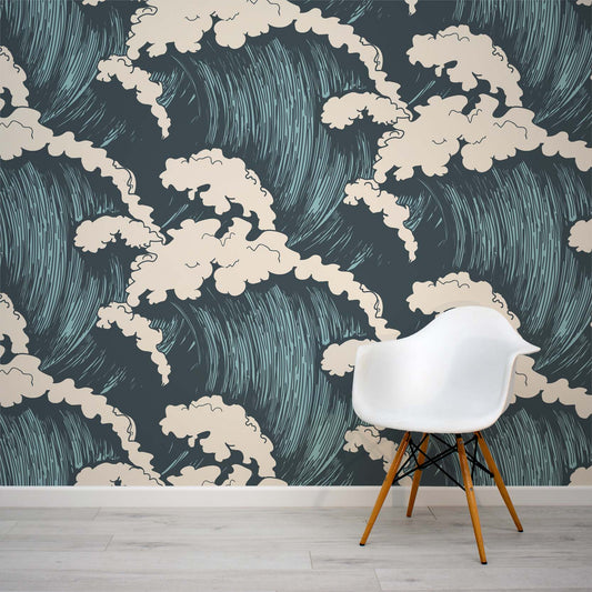 Blue-turquoise-felix-wave-wallpaper-mural