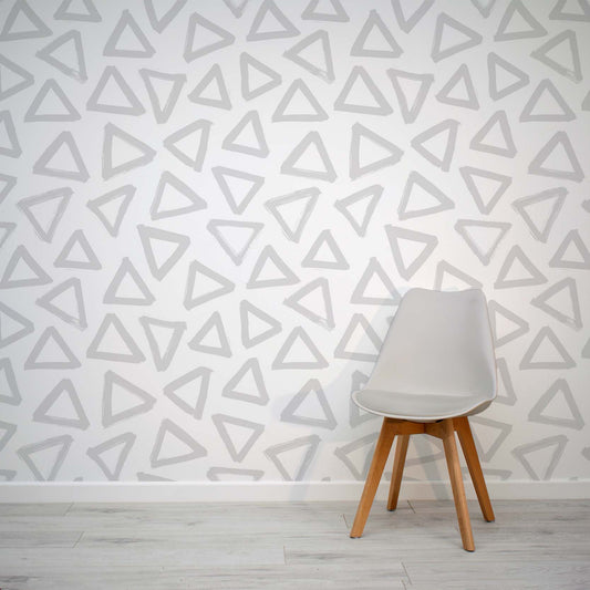 Grey abstract triangle wall mural by WallpaperMural.com