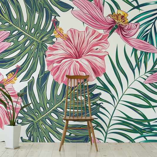 Hibiscus wallpaper mural | WallpaperMural.com