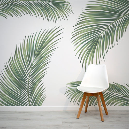 Rainforest Jungle Tropical Wallpaper. Peel and Stick Wall Mural. Green  Flowers and Palm Tree Leaves Design. Bathroom, Bedroom Decor. #6357 (Small
