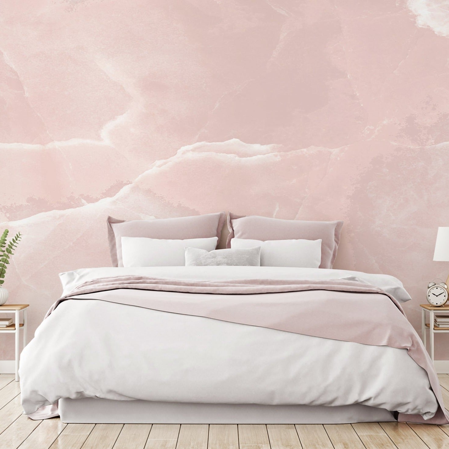 Wall Mural - Pink Marble Effect - Traditional Wallpaper (Paste-the-wall) - Made to Measure
