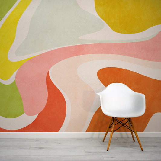 Magnus bright swirl abstract shape wallpaper mural from WallpaperMural.com