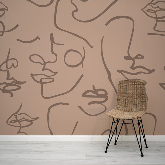 Monet Nude - Nude Abstract Face Line Art Wallpaper Mural
