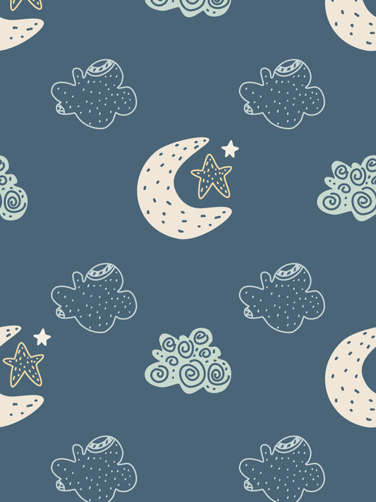 Moonlight Roll - Moon and Stars Illustration Wallpaper