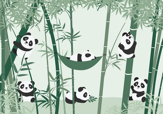 Panda-monium-green-bamboo-panda-kids-wallmural