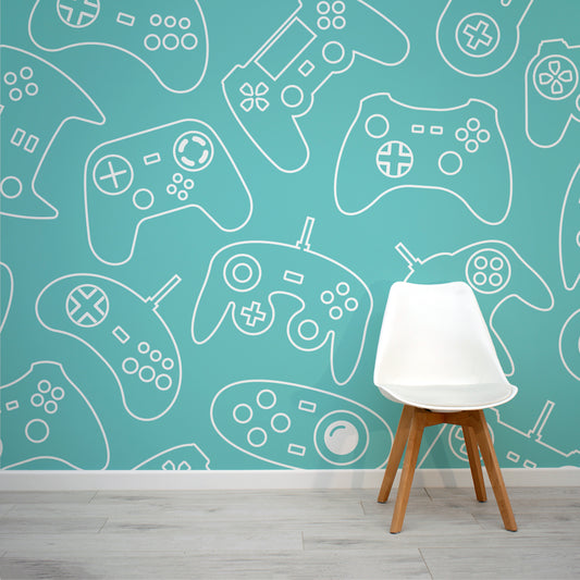 Peripherals -  Retro Gaming Console Controllers Children's Wallpaper Mural