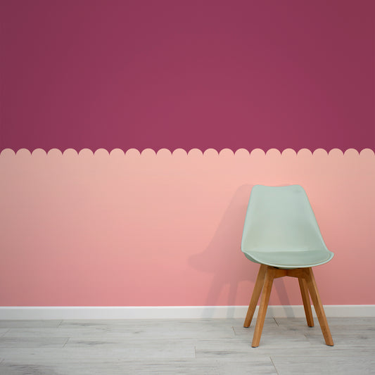 Scallops Pinky Wallpaper Mural with Green Chair